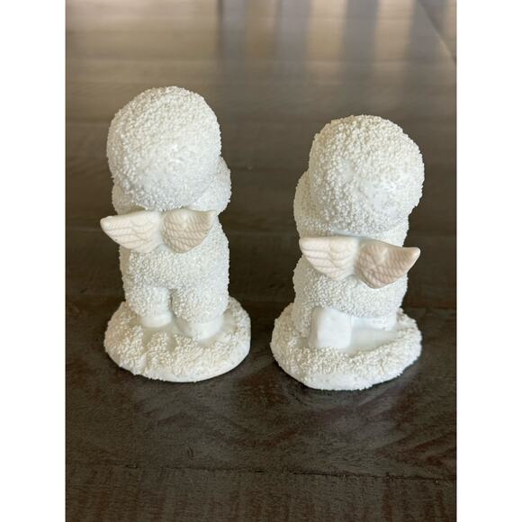 Pair of Nobel Ball Snow Baby Angel Candle Holders 4” Tall Figurines Set of 2 - Picture 4 of 6